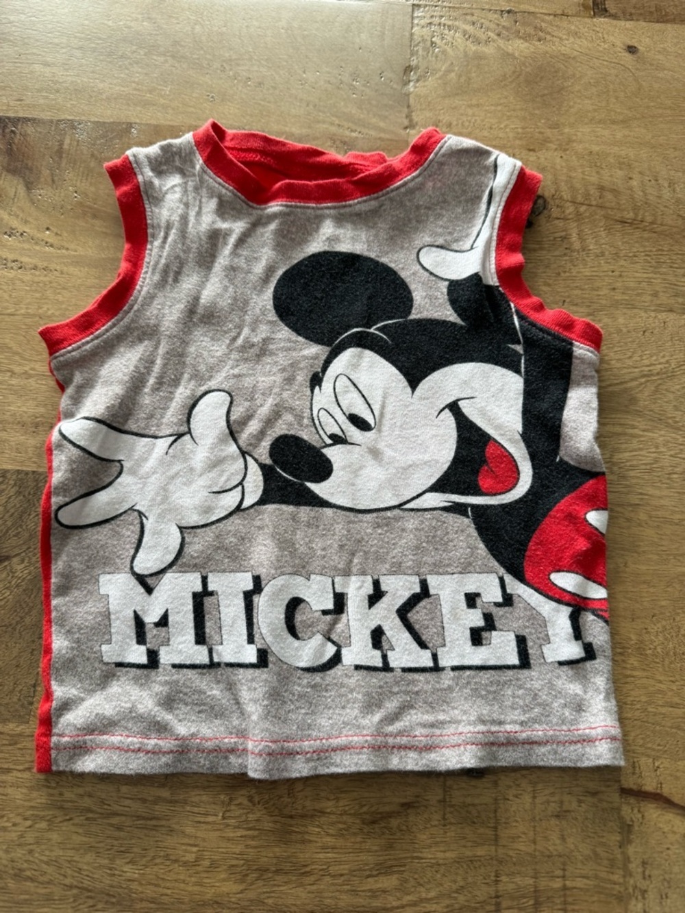 Disney Mickey mouse Red Gray Kids Tank Top size 4 summer vacation